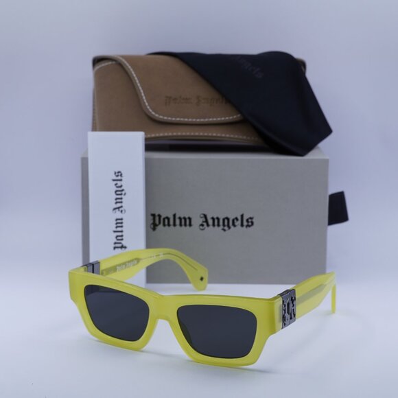 Palm Angels PERI10J MAGNOLIA 1807 Rectangle Sunglasses - Yellow/Dark Grey - Picture 4 of 9